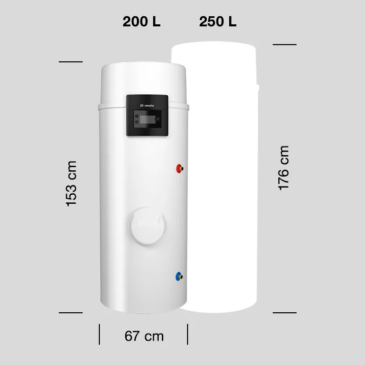 Remeha Azorra Ace warmtepompboiler formaat
