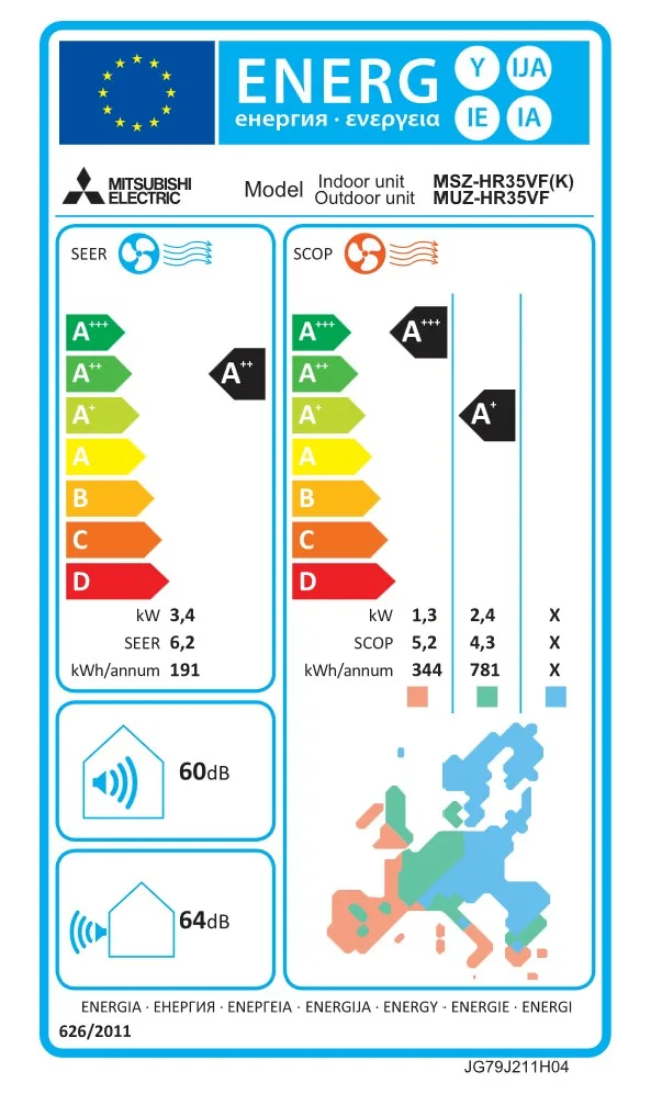 Mitsubishi Electric MSZ-HR 3,5kW airco single split set - WiFi (VFK2) - Afbeelding 6