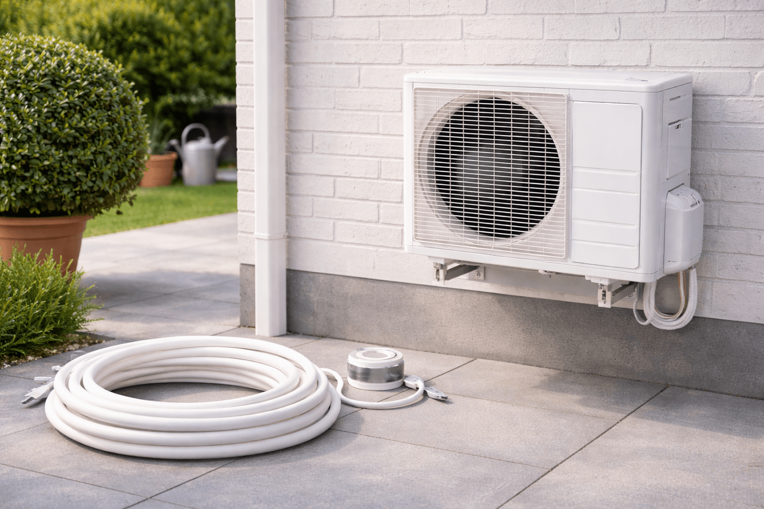 Installatiematerialen en buitenunit voor zelf een split airco installeren