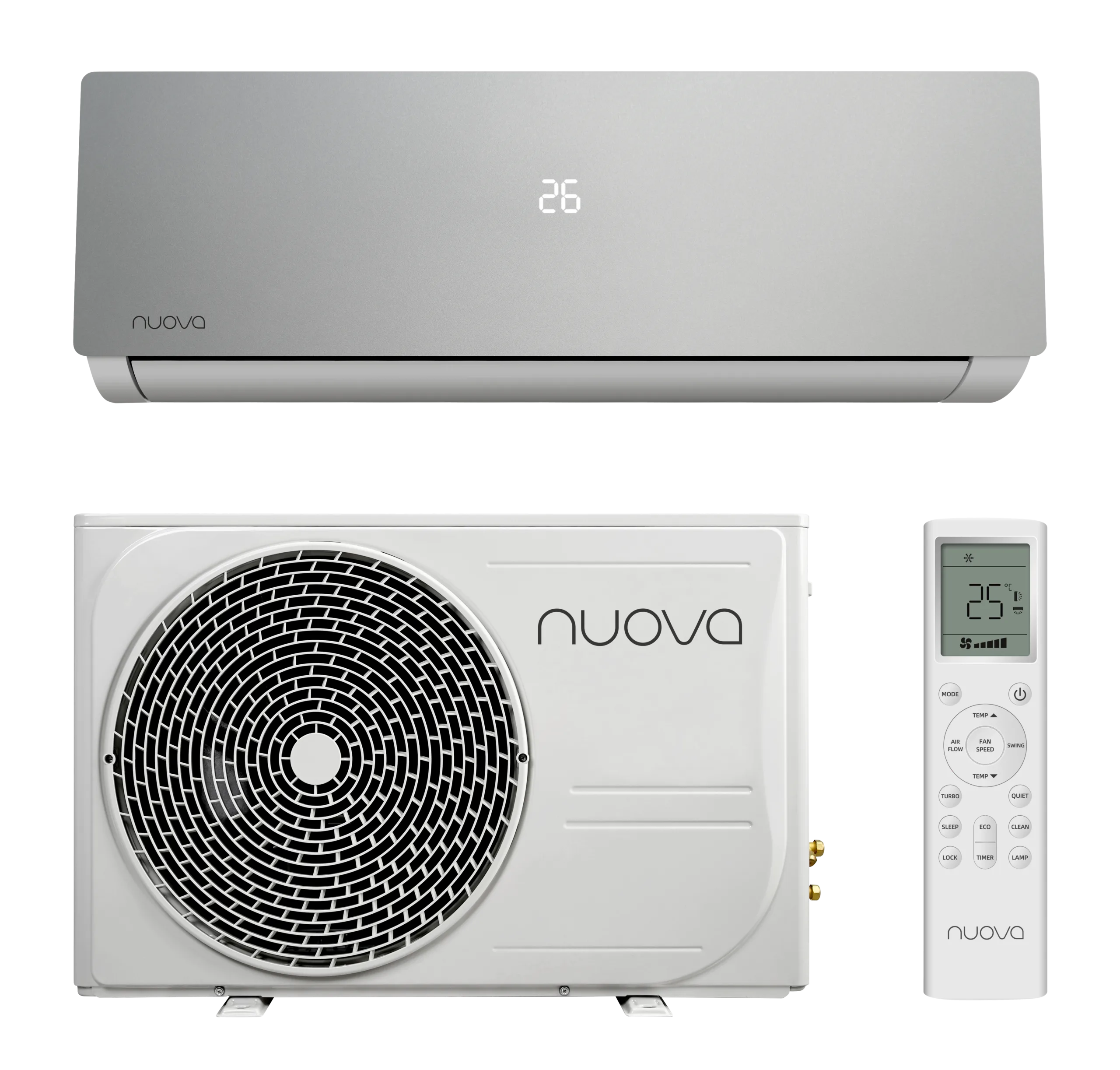 Nuova Infinity AI Smart airco set silver met binnenunit buitenunit en afstandsbediening