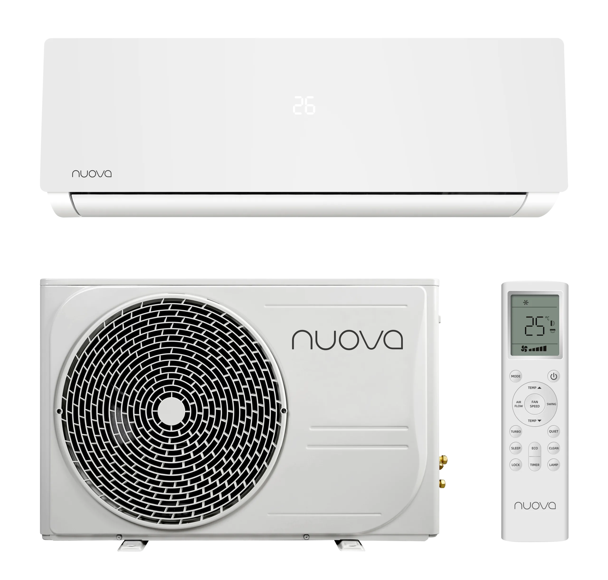 Nuova Infinity AI Smart airco set wit met binnenunit buitenunit en afstandsbediening