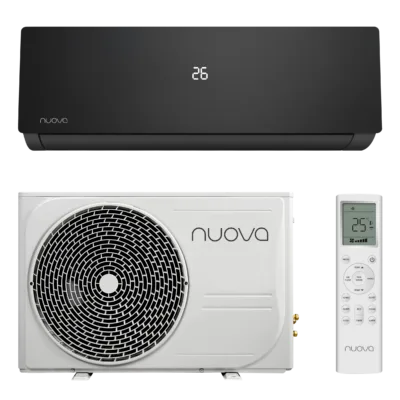 Nuova Infinity AI Smart airco set zwart met binnenunit buitenunit en afstandsbediening