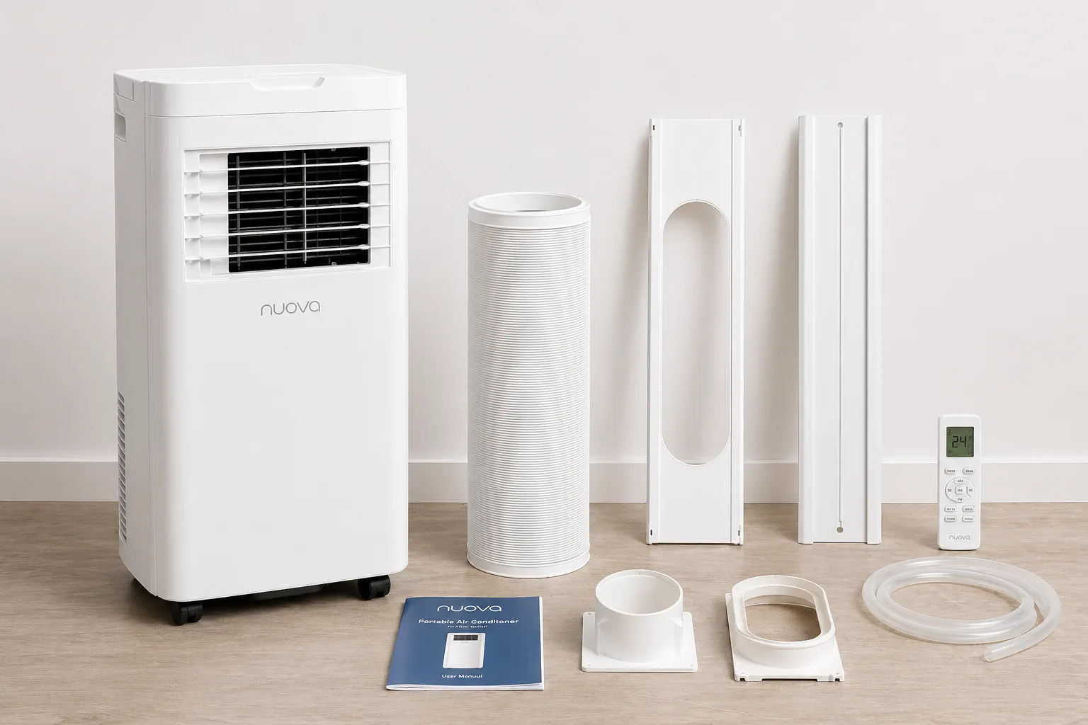Nuova mobiele airco 9000 BTU inclusief accessoires afvoerslang raamkit afstandsbediening