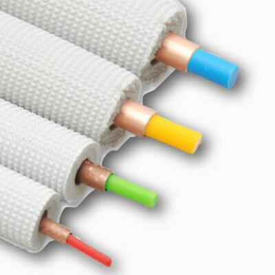 Vier gekleurde plooiveren voor airco in de buismaten 1/4, 3/8, 1/2 en 5/8 inch